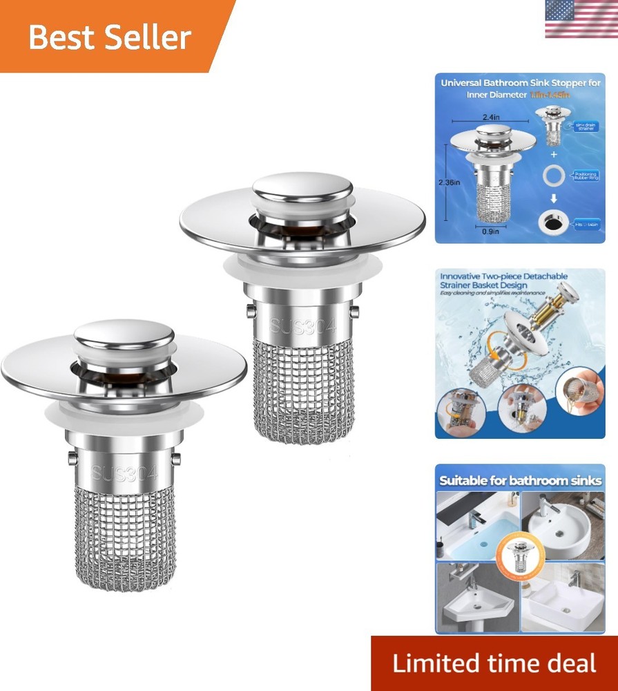 2PCS Versatile Sink Strainers with Durable Brass Core & Eco-Friendly Design
