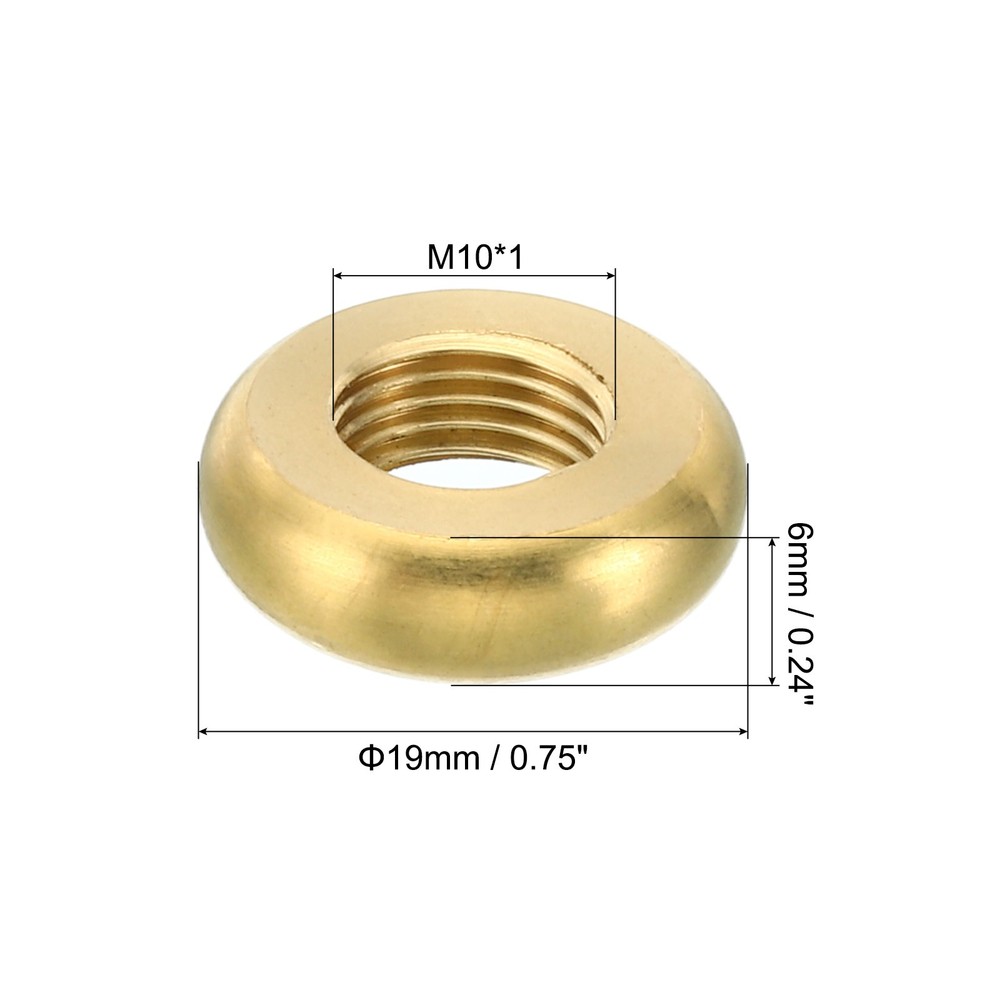 M10x1 Round Locknut 5pc Solid Brass Edge Flat Nut Thin Screw Lock Nut 19mmx6mm