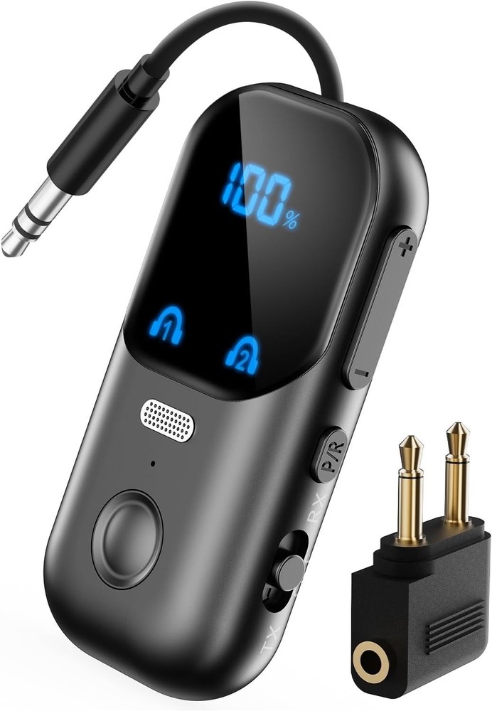 Bluetooth Transmitter Receiver Wireless Adapter 3.5MM Aux Jack, Dual Connection