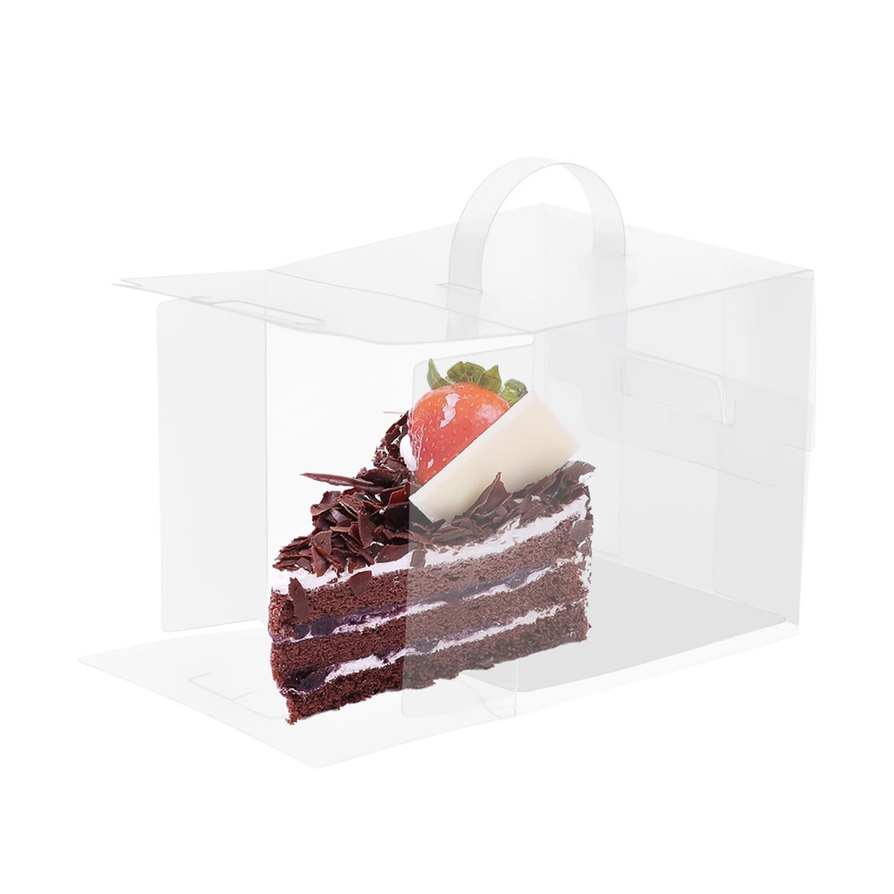 50 Pcs Clear Cake Boxes, Square Clear Cake Boxes, Cake Carrier with Handle