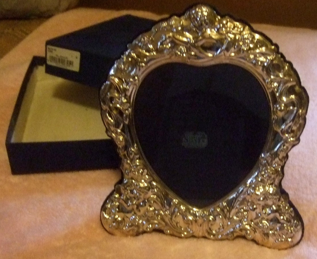 English Sterling Picture Frame Heart Shape Never Used Great Wedding Gift