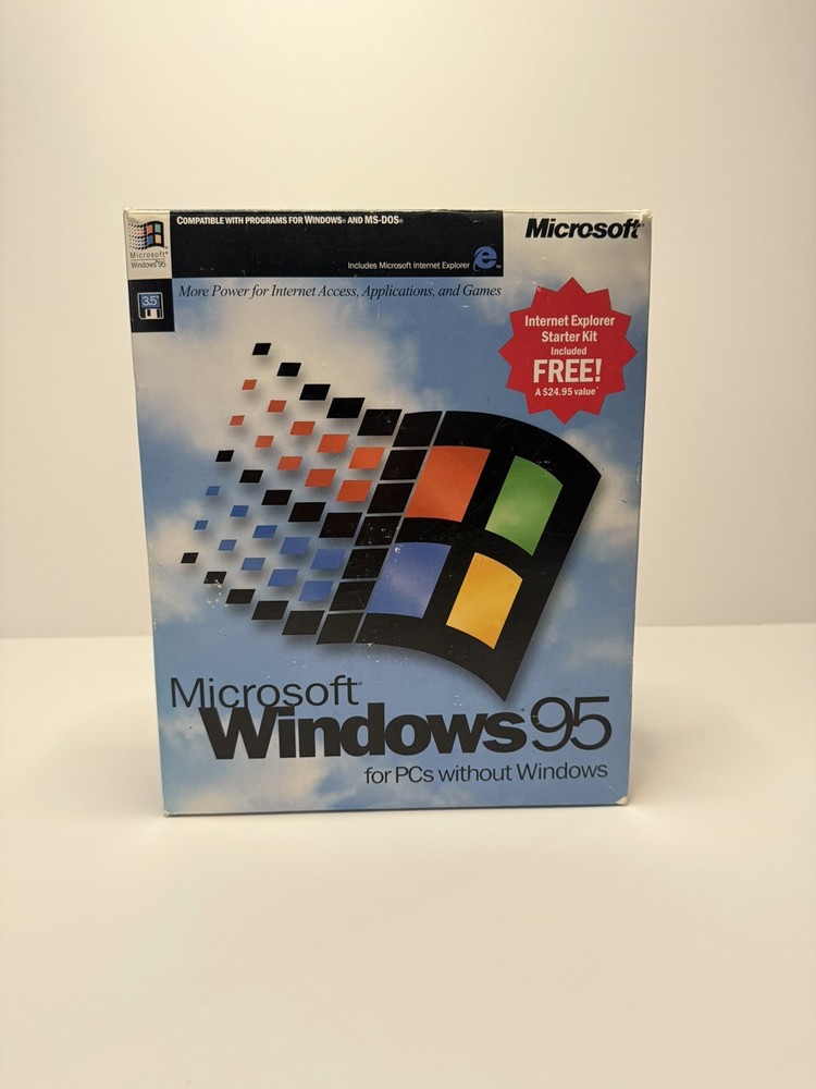 Microsoft Windows 95 OS 3.5" Floppy MS-DOS PCs 1995, Includes Key