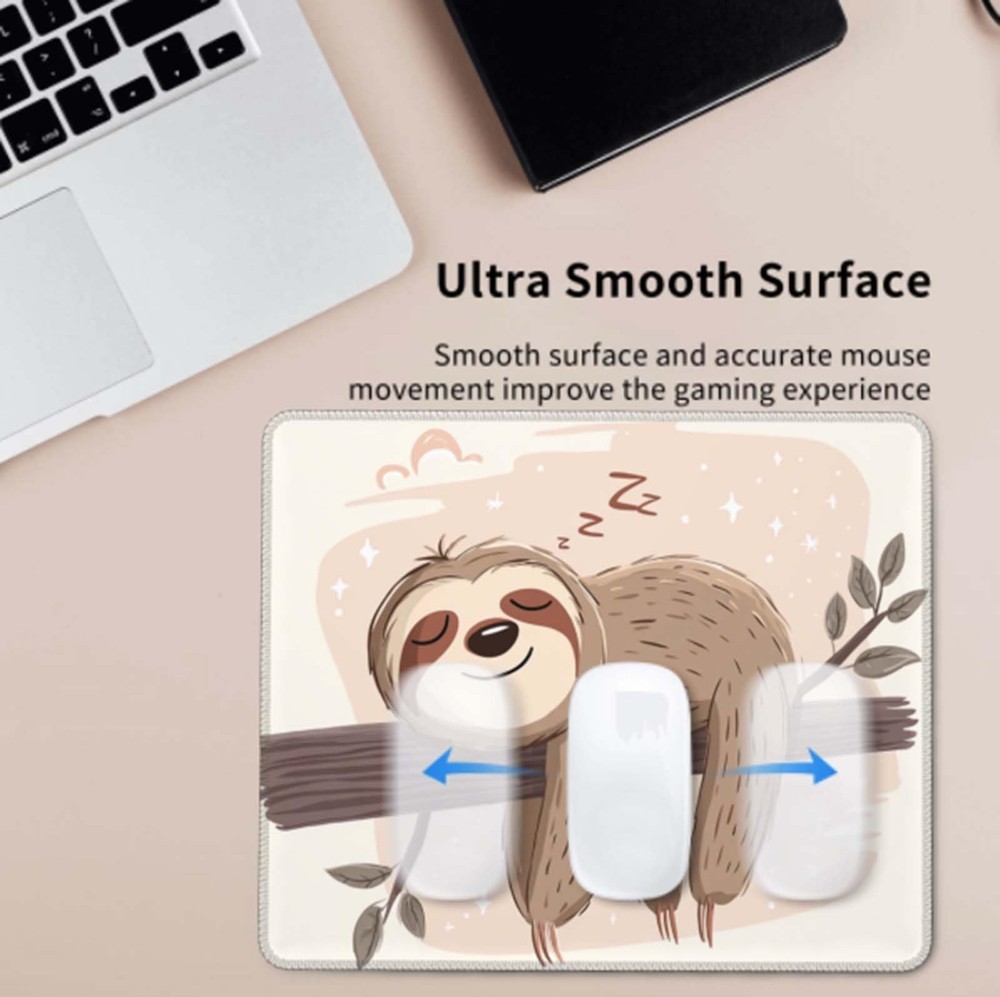 Voltique Mouse Pad Small Desk Mat, Sloth Computer Mousepad with Stitched Edge...