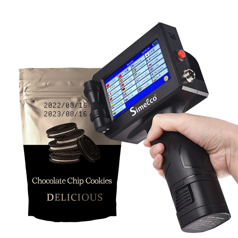 Handheld inkjet printer prints text, batch number, barcode, brand identification