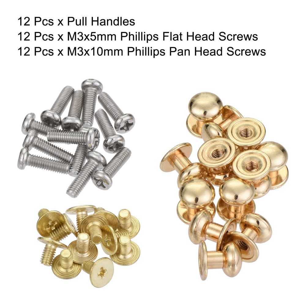 12pcs 8mm Head Dia Round Knobs Pull Handle Zinc Alloy for Drawer Pulls