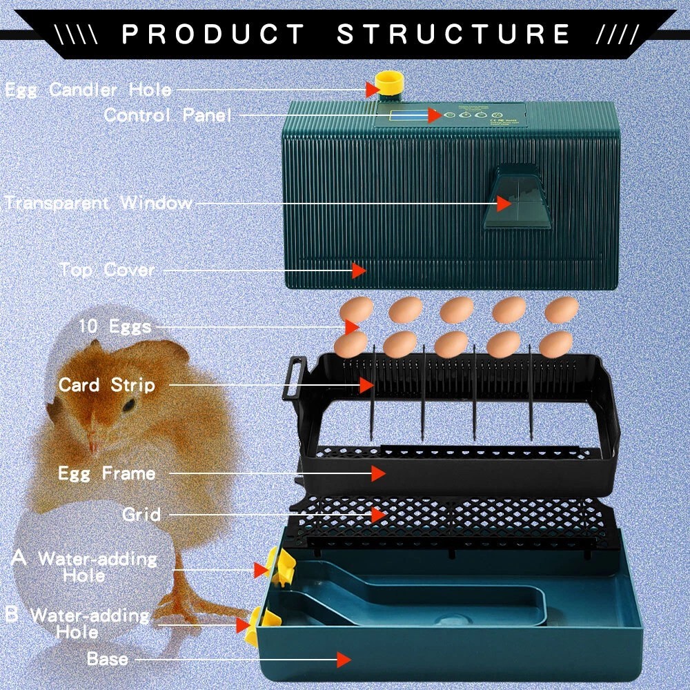 Electric Egg Hatching Automatic Rotating Chicken Quail Chick Hatcher Incubator