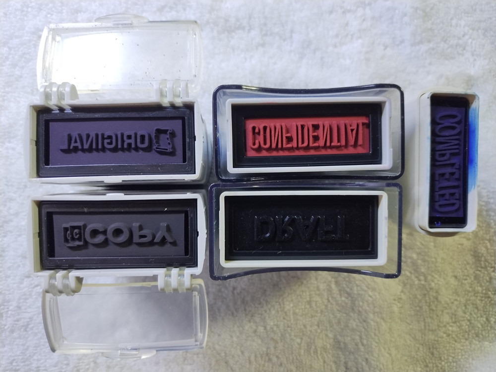 Pre-Owned Self-Inking Office Stamps:Copy,Original,Confidential,Draft,Completed