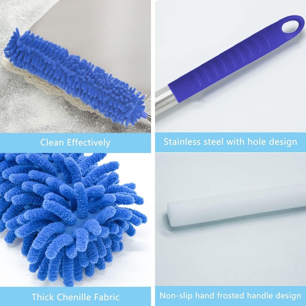 Flexible Microfiber Duster Kit with 100" Extension Pole for Fans and Blinds