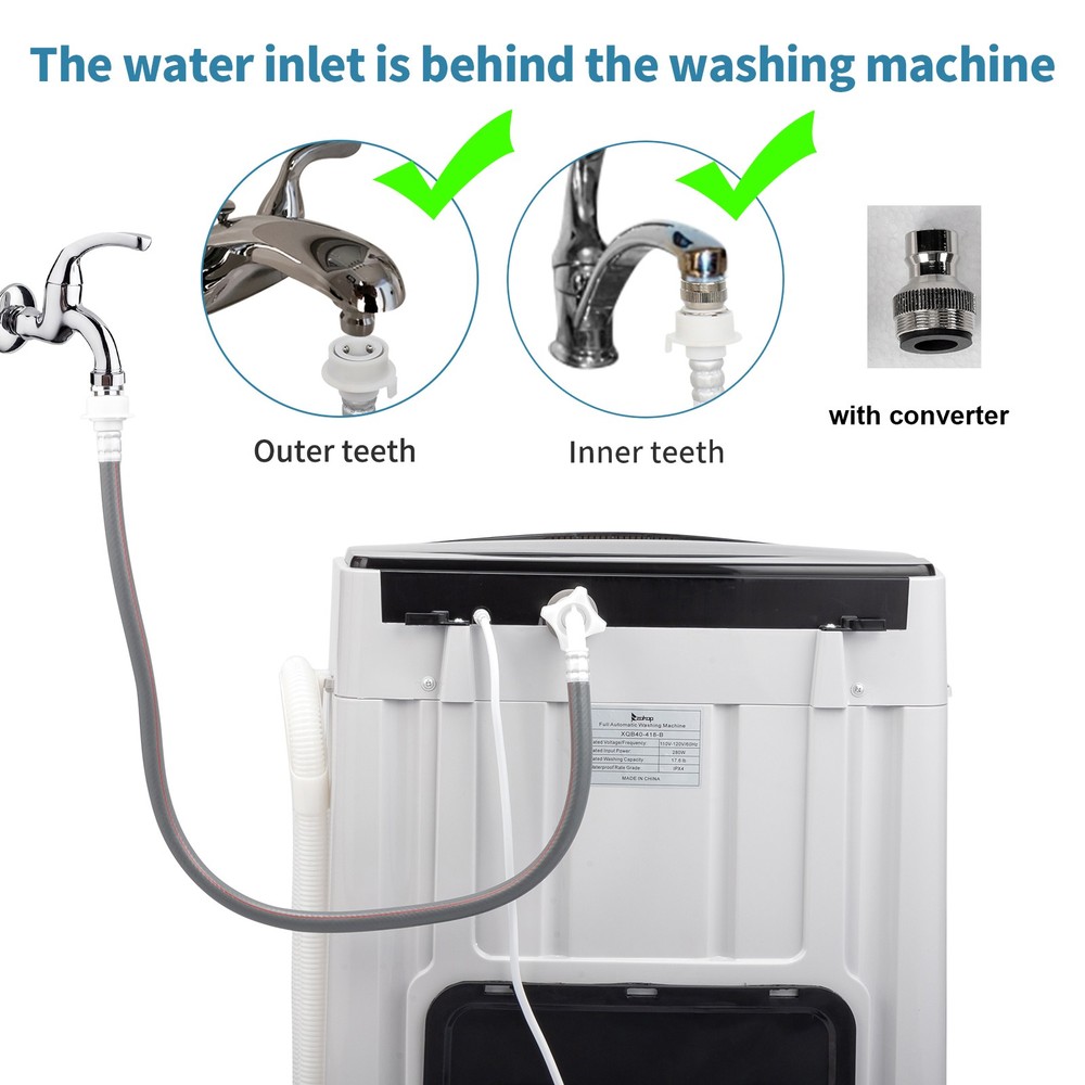 17.6 Lbs Full-Automatic Compact Washing Machine, Top Load Washer with Drain Pump