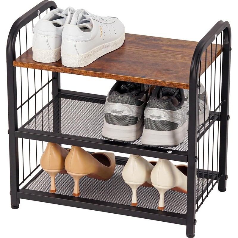 Compact 3 Tier Shoe Rack Easy Assembly Adjustable Storage Organizer Space Saving