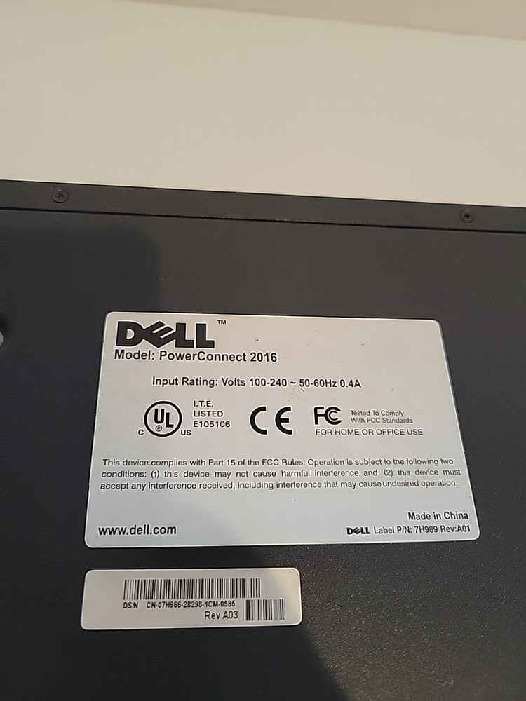 Dell PowerConnect 2016 Switch With Power Cord Rack Mountable TESTED