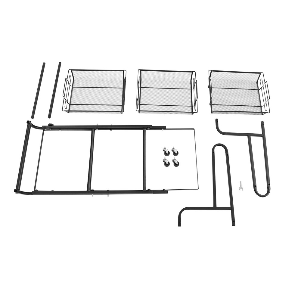 3-Tier Adjustable Metal Rolling Utility Cart, Multi-Functional Storage Cart