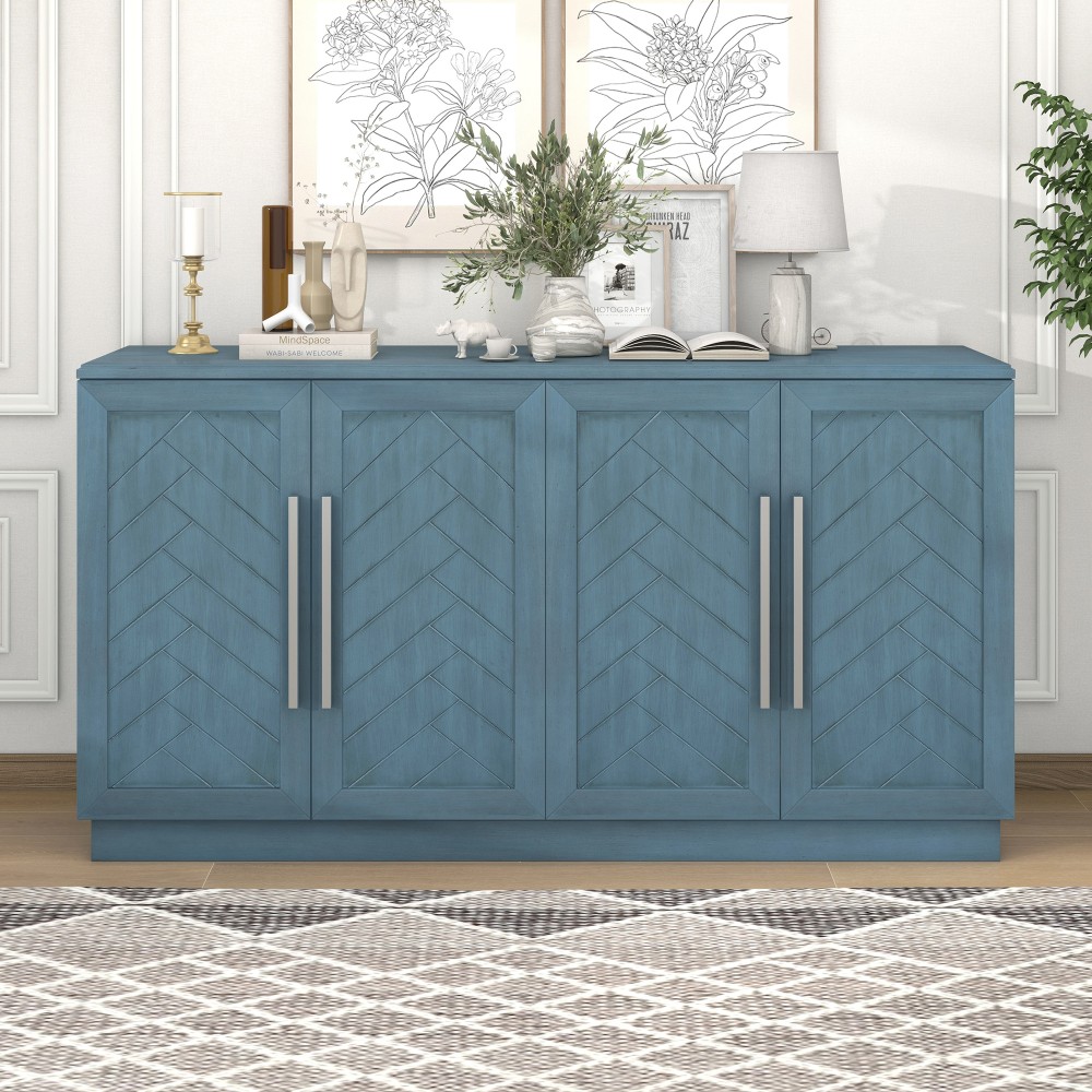 Buffet Cabinet W Storage Adjustable Shelves Silver Handles Sideboard Cabinet