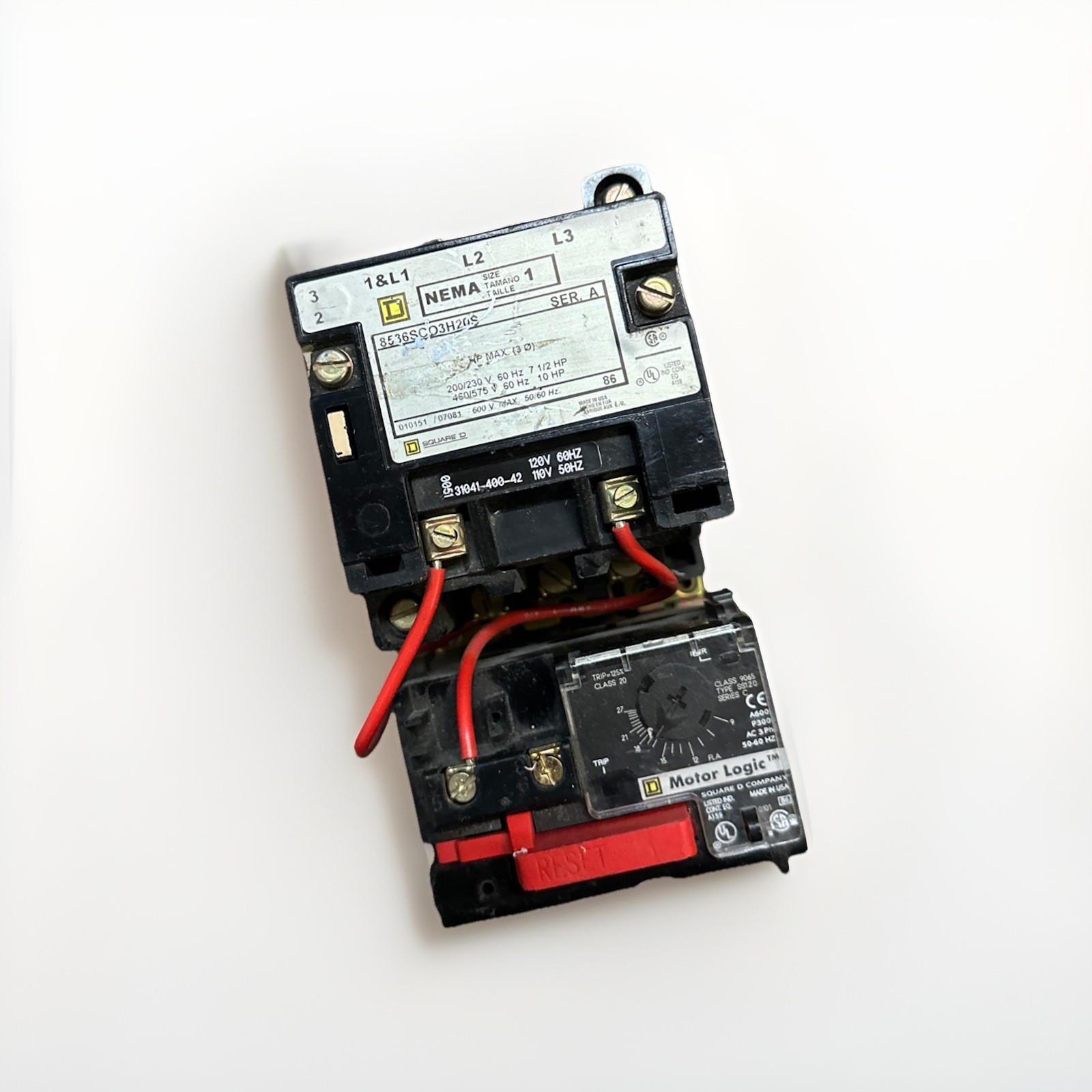 🔴Square D 8536SCO3H20S Ser A AC Magnetic NEMA Size 1 Starter‼️