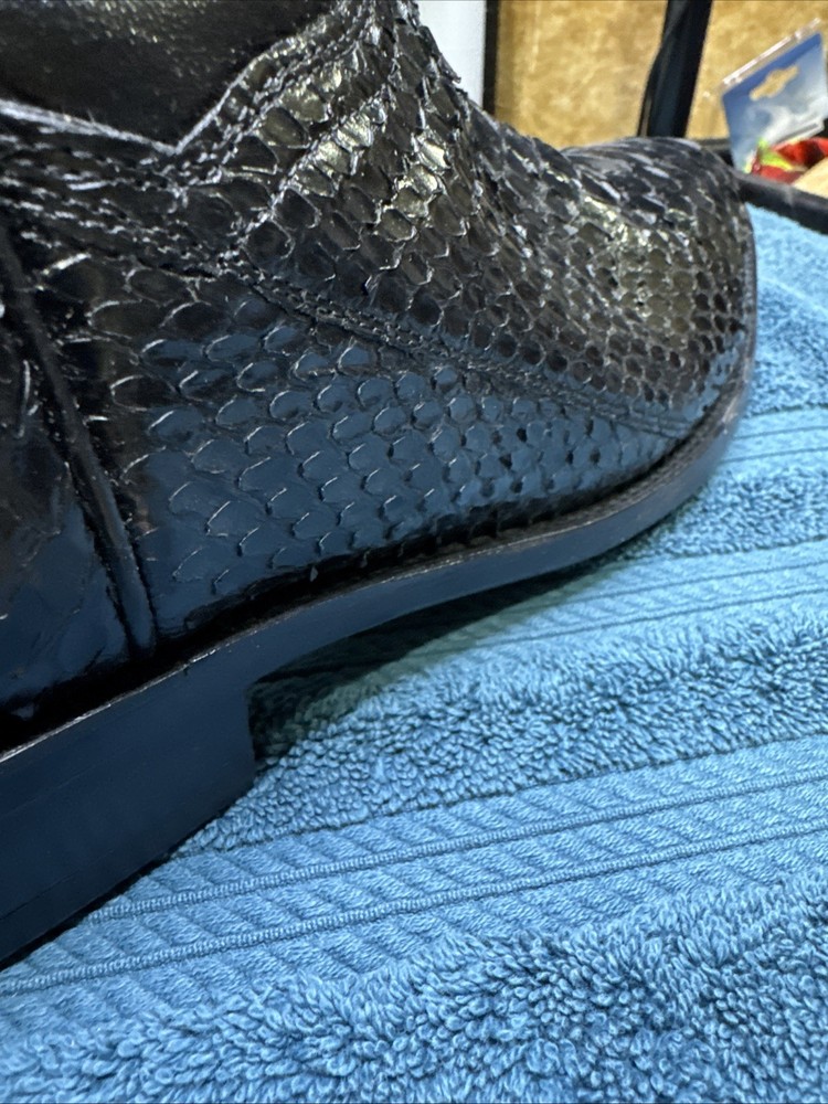 Dan Post Hand Crafted Exotic Black Python Boots Size 11D Leather Upper