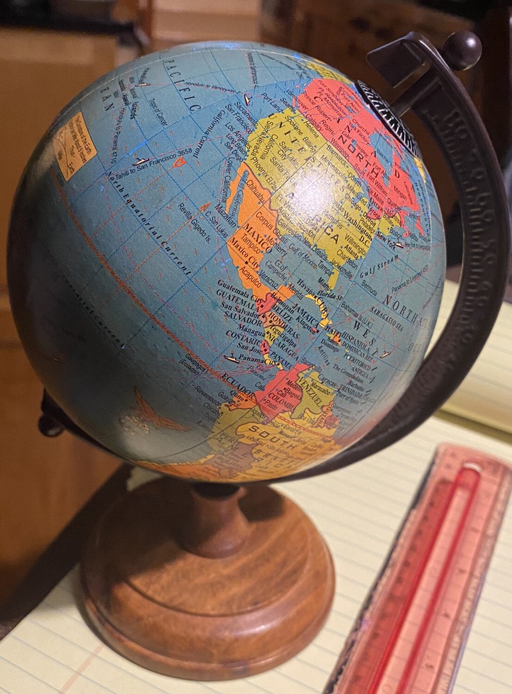 BEAUTIFUL DESKTOP TABLETOP MAP GLOBE - GREAT CONDITION