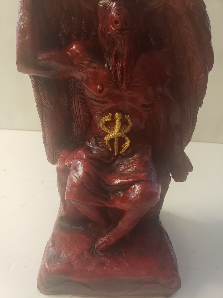Templar Sabbatic Goat Baphomet Satan Seating Down Color Red/ Devil /Evil /10X6