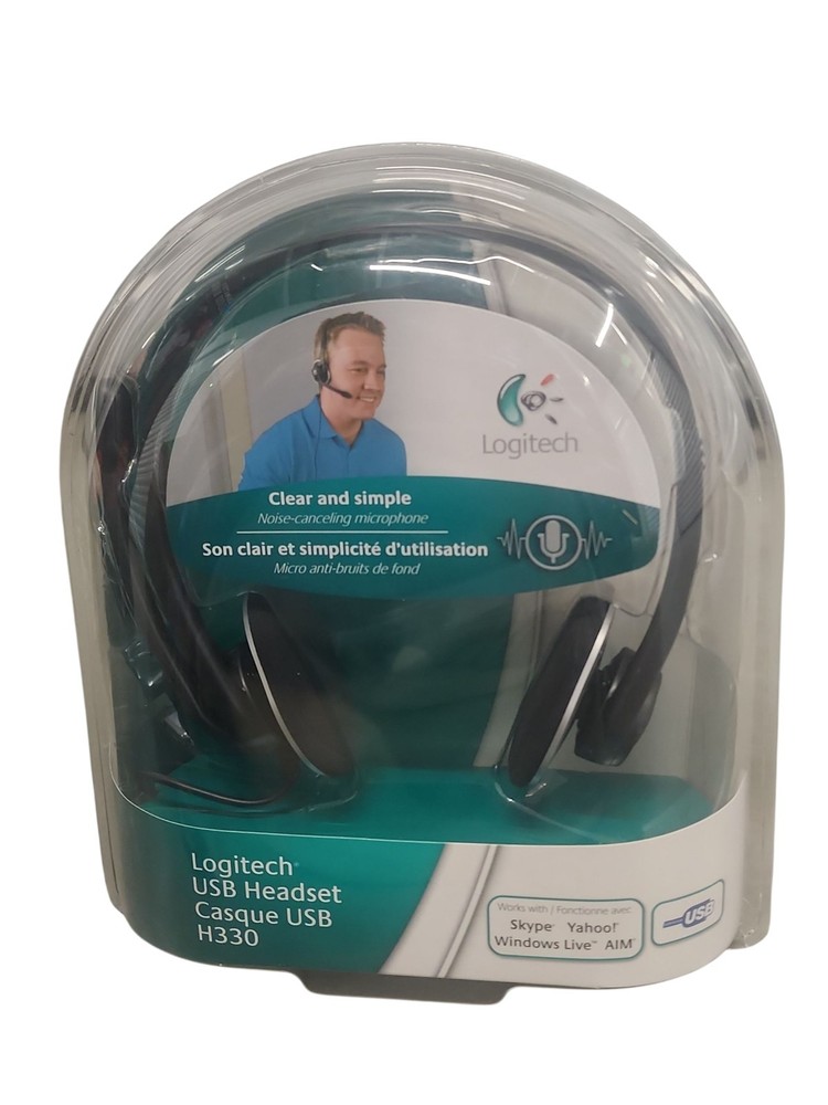 Logitech H330 Headband USB Headset Noise Canceling Microphone Black
