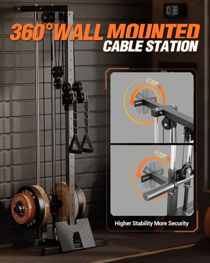 Adjustable Dual Pulley Cable Machine,LAT Pulldown&Crossover Station for Home Gym