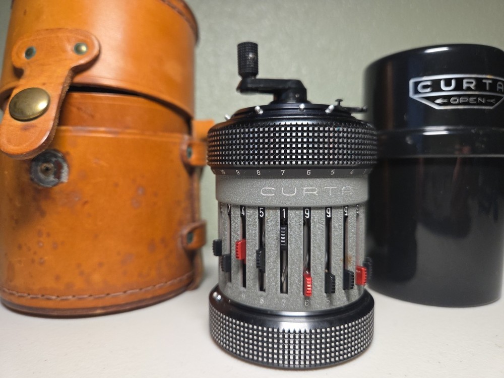 Curta Mechanical Calculator Type 2, Type II No. 537635 With Case