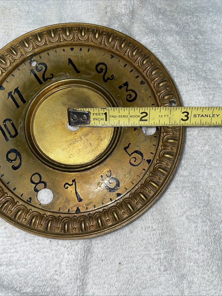 ANSONIA Clock Large DIAL /Heavy brass Ring It’s 5 3/4 Dia. missing front door