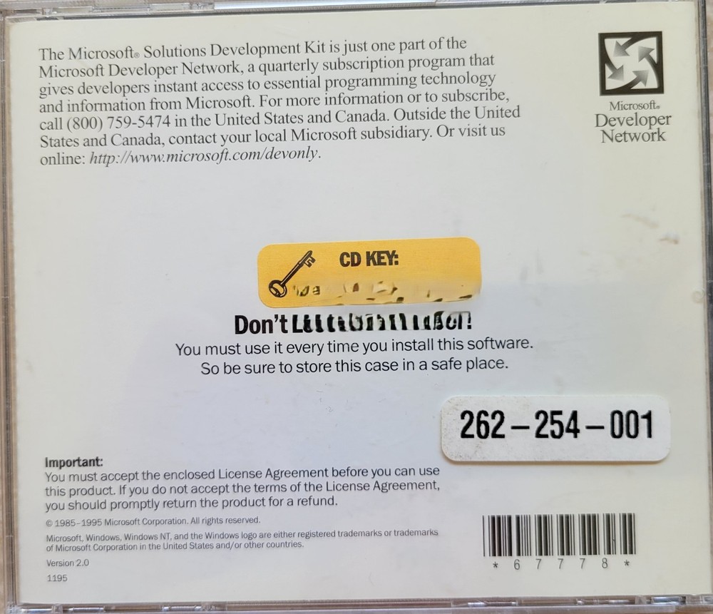 Vintage CD - Microsoft Solutions Development Kit Software