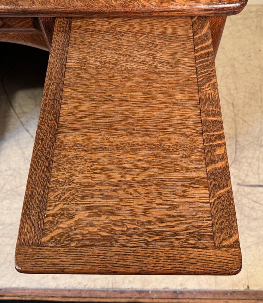 Antique Oak 50" Raised Panel S-Roll Top Desk with Carved Pulls
