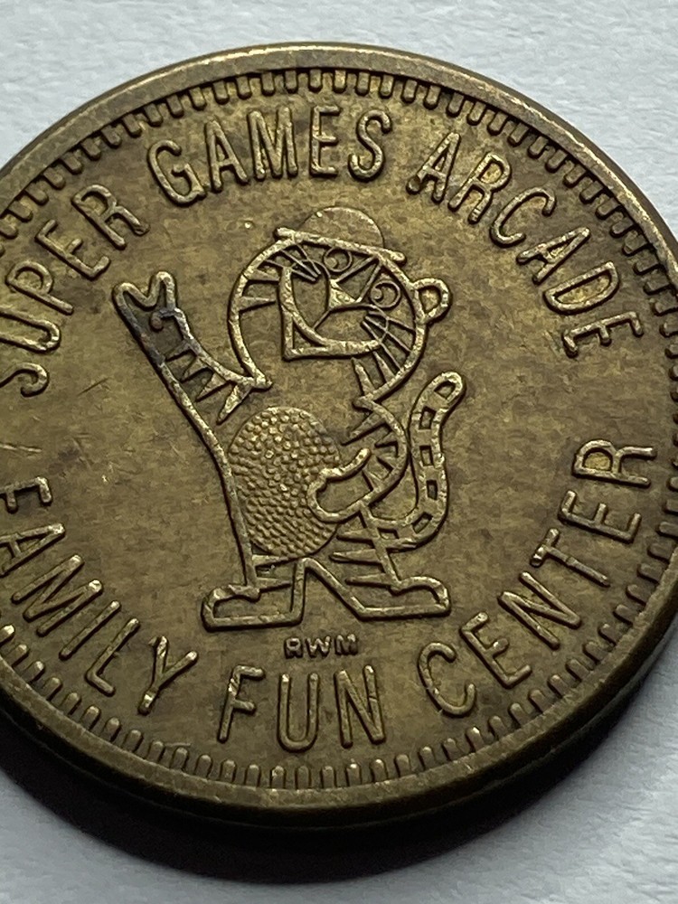 RARE SUPER GAMES ARCADE TOKEN DEFUNCT TIGER #rv1