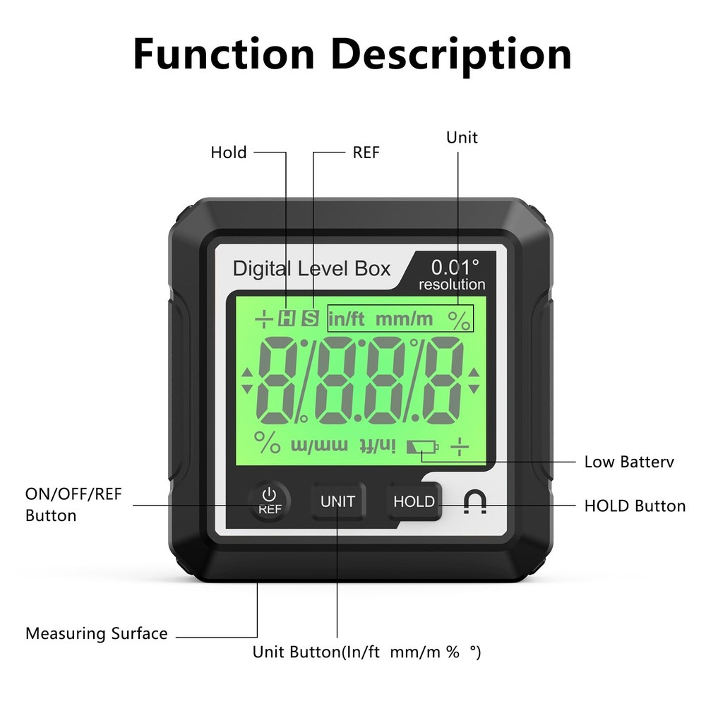 Digital Angle Finder Magnetic Angle Gauge LCD Digital Level tool Protractor I...