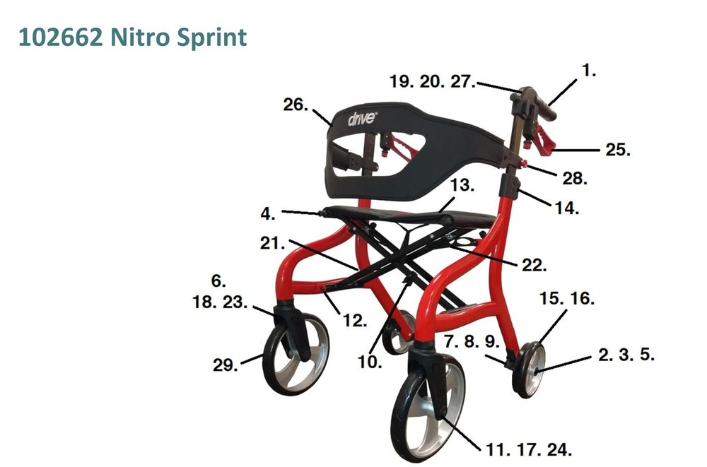 Replacement Backrest for Drive Nitro Sprint Rollator 102662 – Part # Black