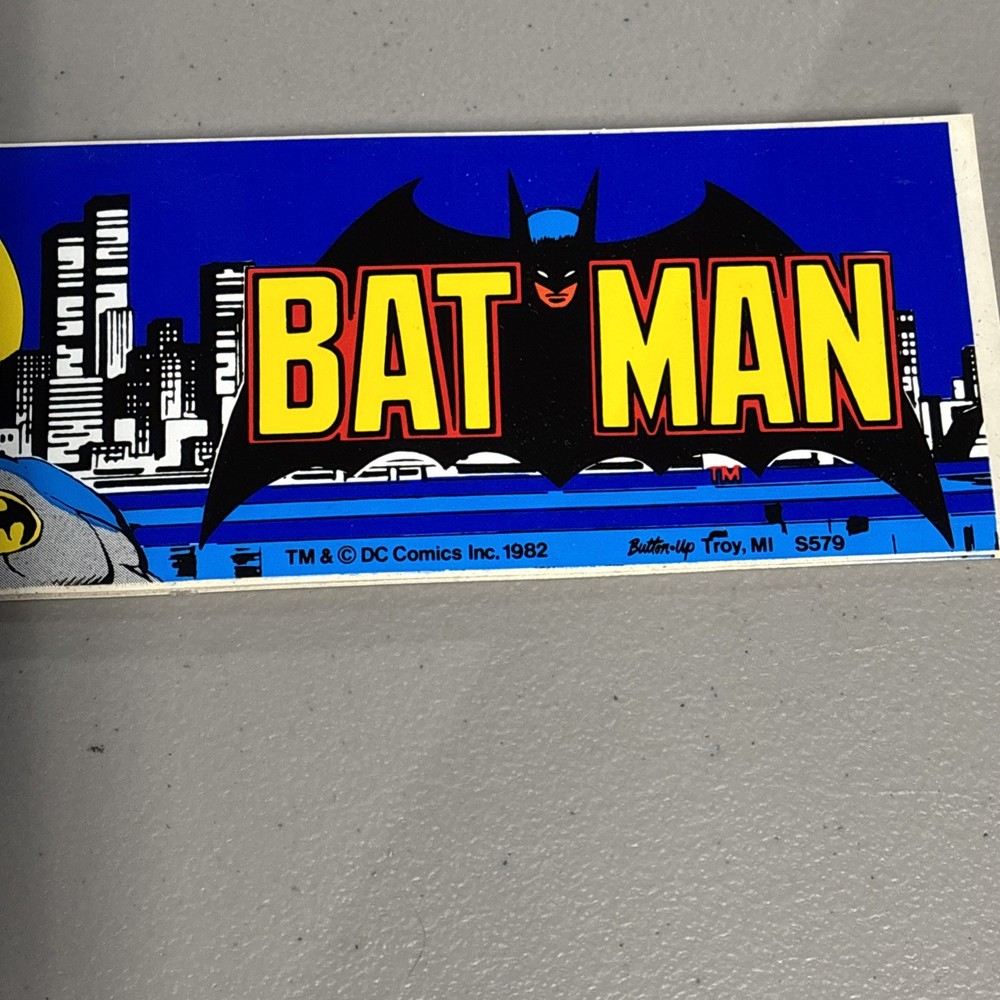 Vtg Batman Bumper Sticker 1982 Gotham Skyline