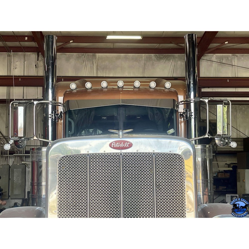 Rollin low "timeless" 9"x5" Peterbilt visor reverse bowtie 304 stainless #1052