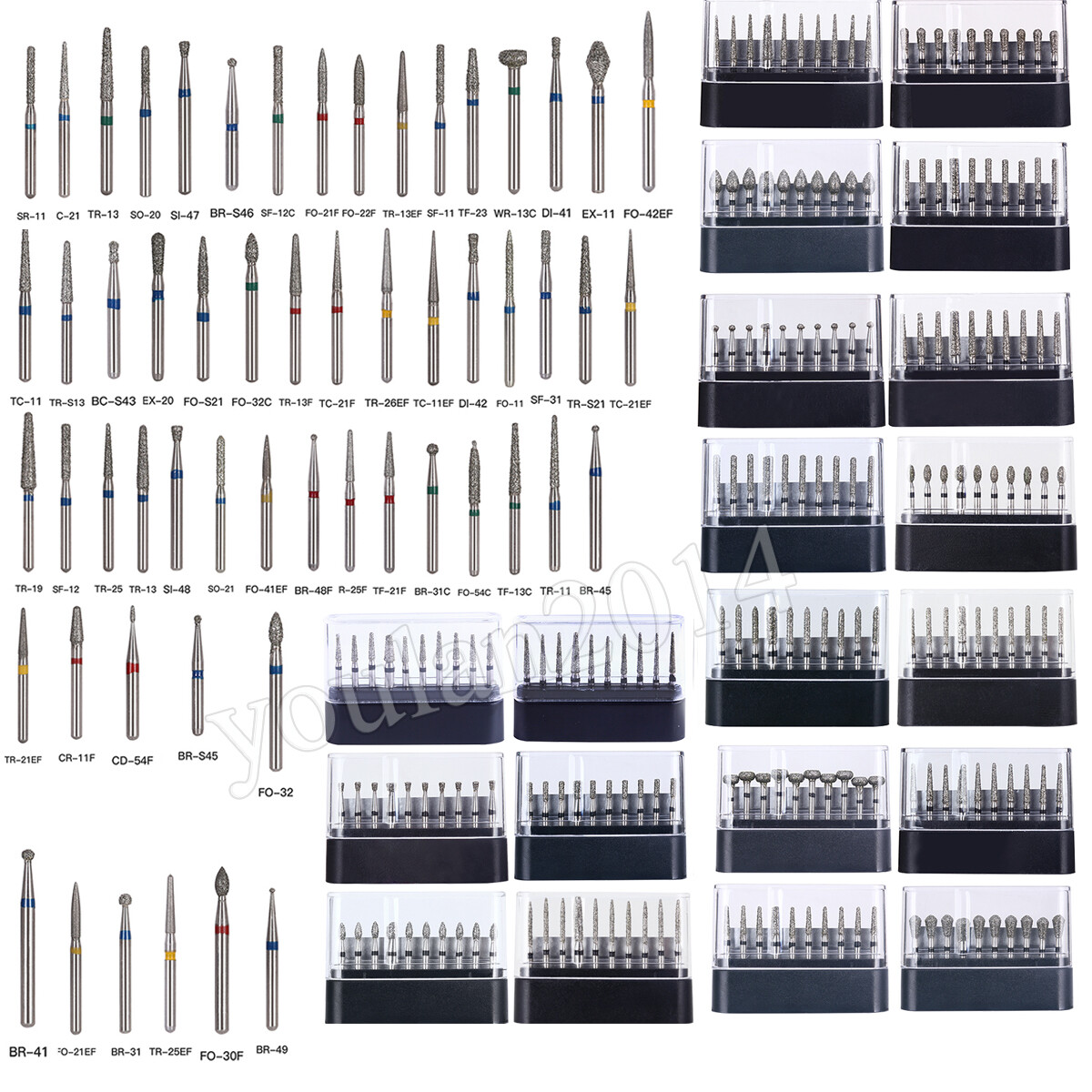 AZDENT Dental Diamond Bur Tips Set FG Drills Burs for High Speed Handpiece