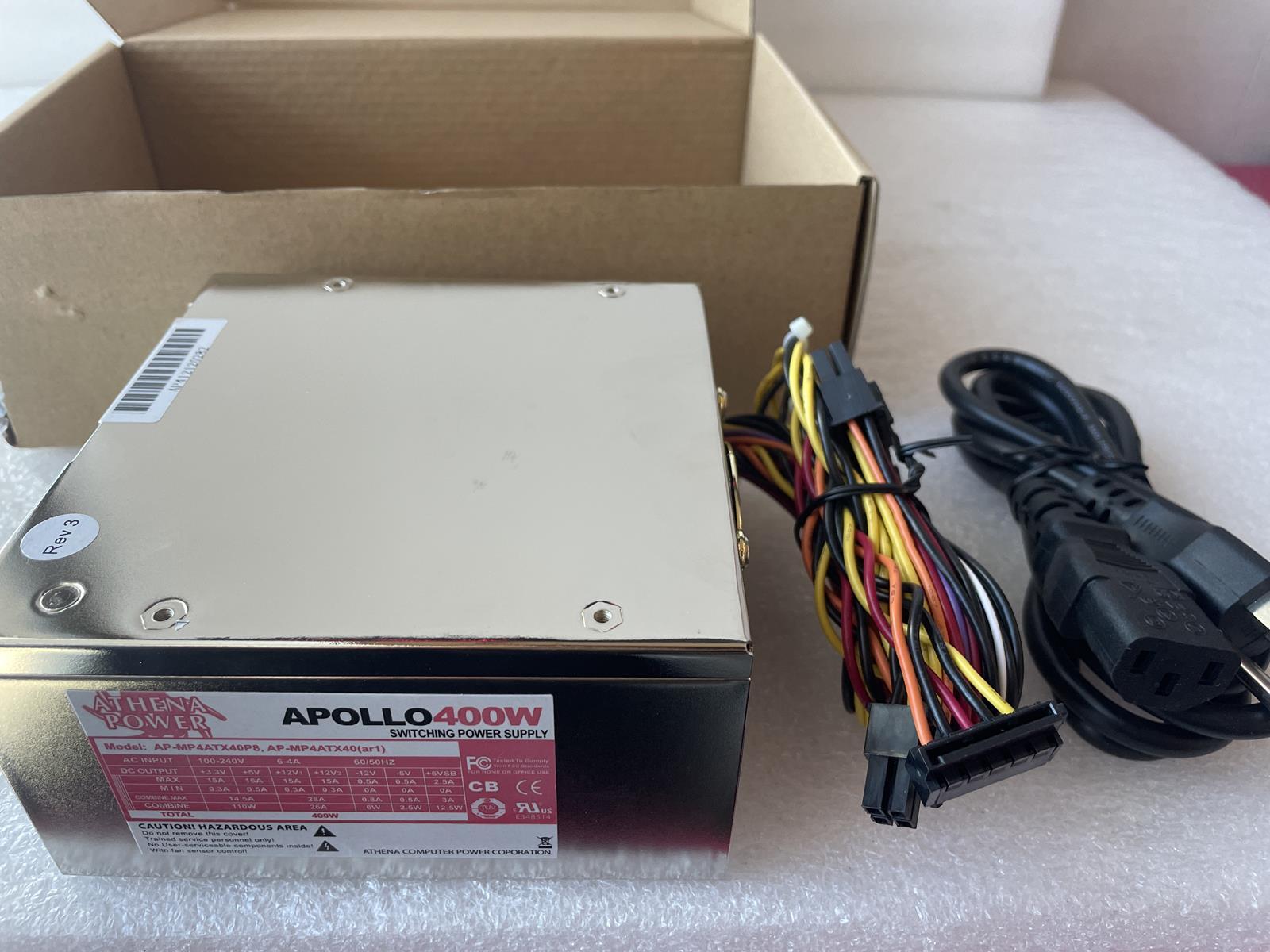 ATHENA POWER AP-MP4ATX40P8 APOLLO 400W SWITCHING POWER SUPPLY, NEW