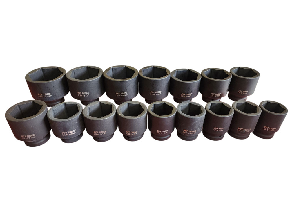 16 Pc SAE Standard Jumbo Deep Impact Socket Set 1" Drive