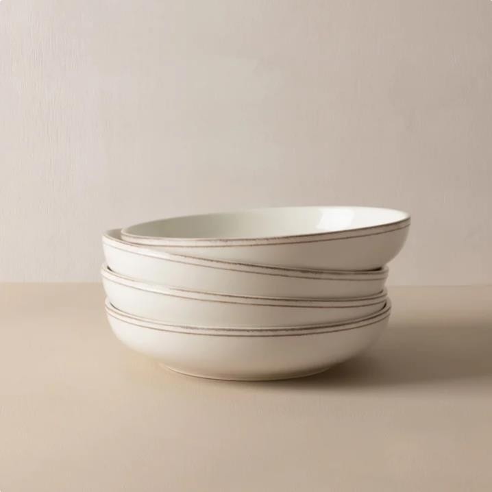 Over & Back Dinnerware Set Ivory 16-Piece Lake Como Serves 4 Stoneware Durable
