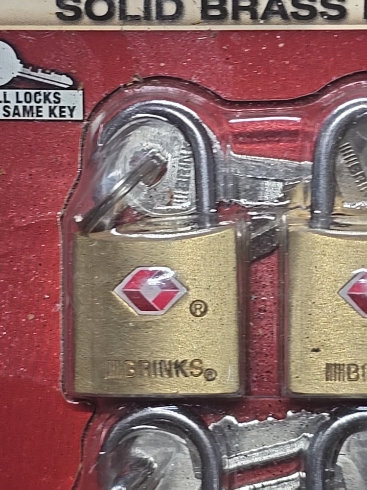 Brinks Solid Brass Locks (4) with Keys TSA Accepted Manufactured Sealed READ