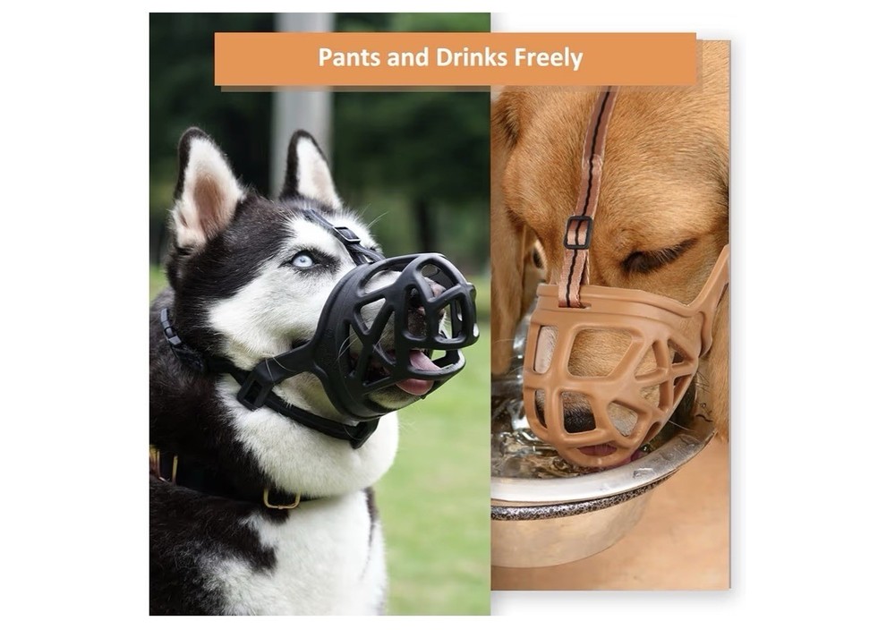 BARKLESS Dog Muzzle, Basket Muzzle for Biting, Chewing and Scavenging (L, Black)