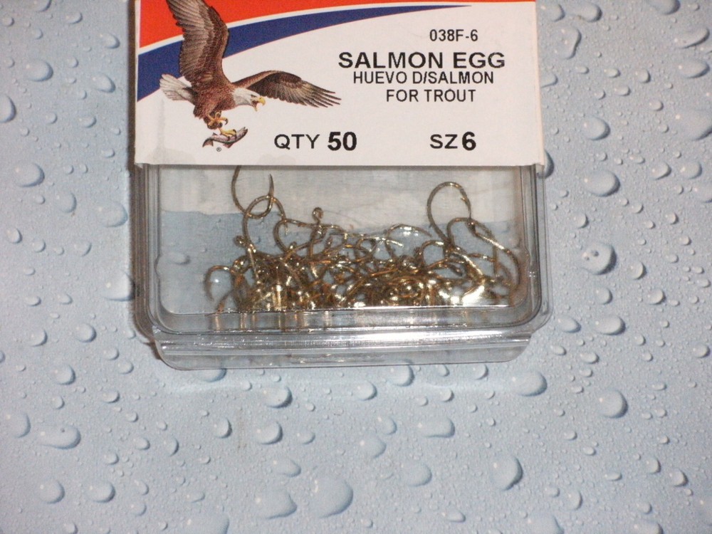 (100) Eagle Claw Salmon Egg Gold Hooks Size 6.