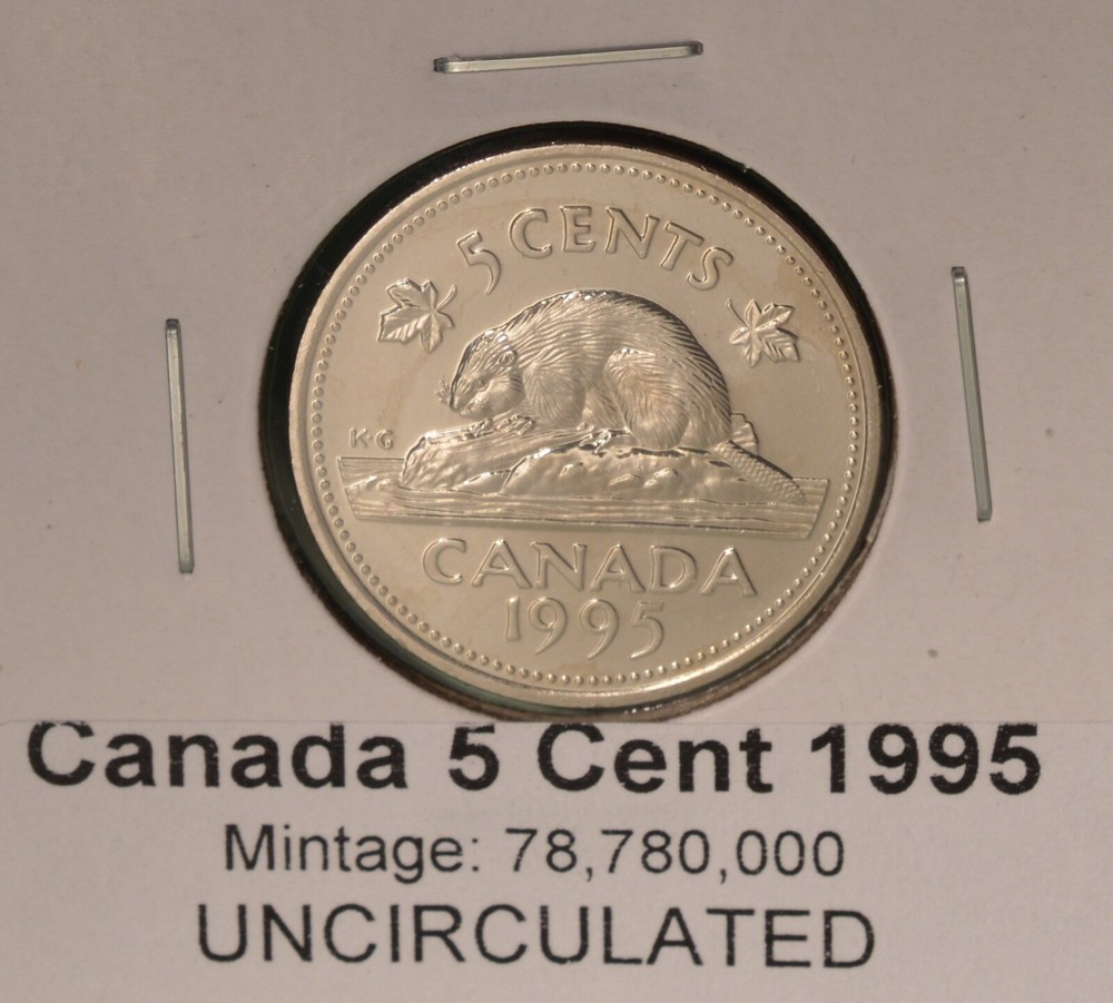 1995 Canada 5 Cent  - UNCIRCULATED from Mint Roll 🇨🇦