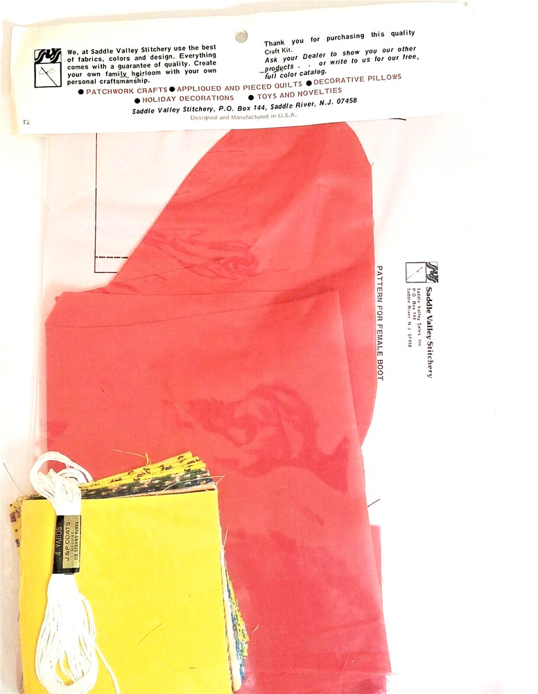Saddle Valley Stitchery CHRISTMAS BOOT KIT Calico Patchwork NOS Stocking 1974