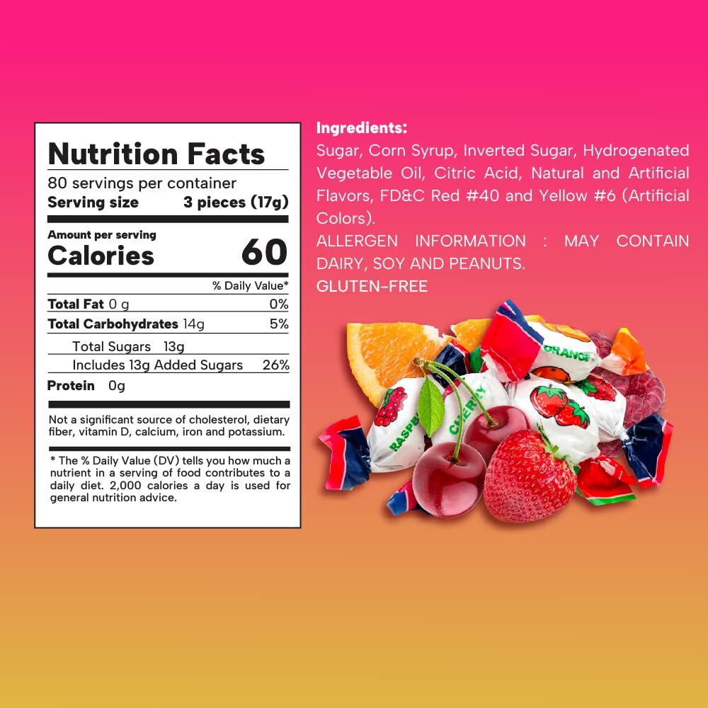 Old-Fashioned Assorted Fruit Filled Hard Candy - 3 Pound Bag