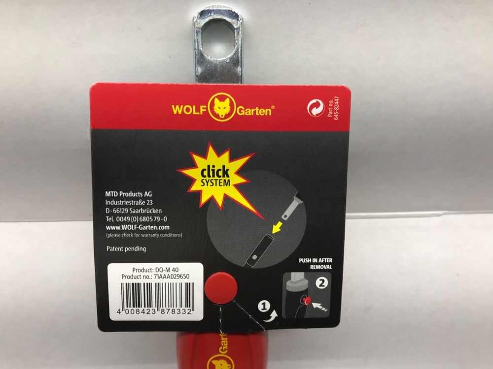 Wolf Garten Click System Rake Attachment for Long Handle DO-M-40