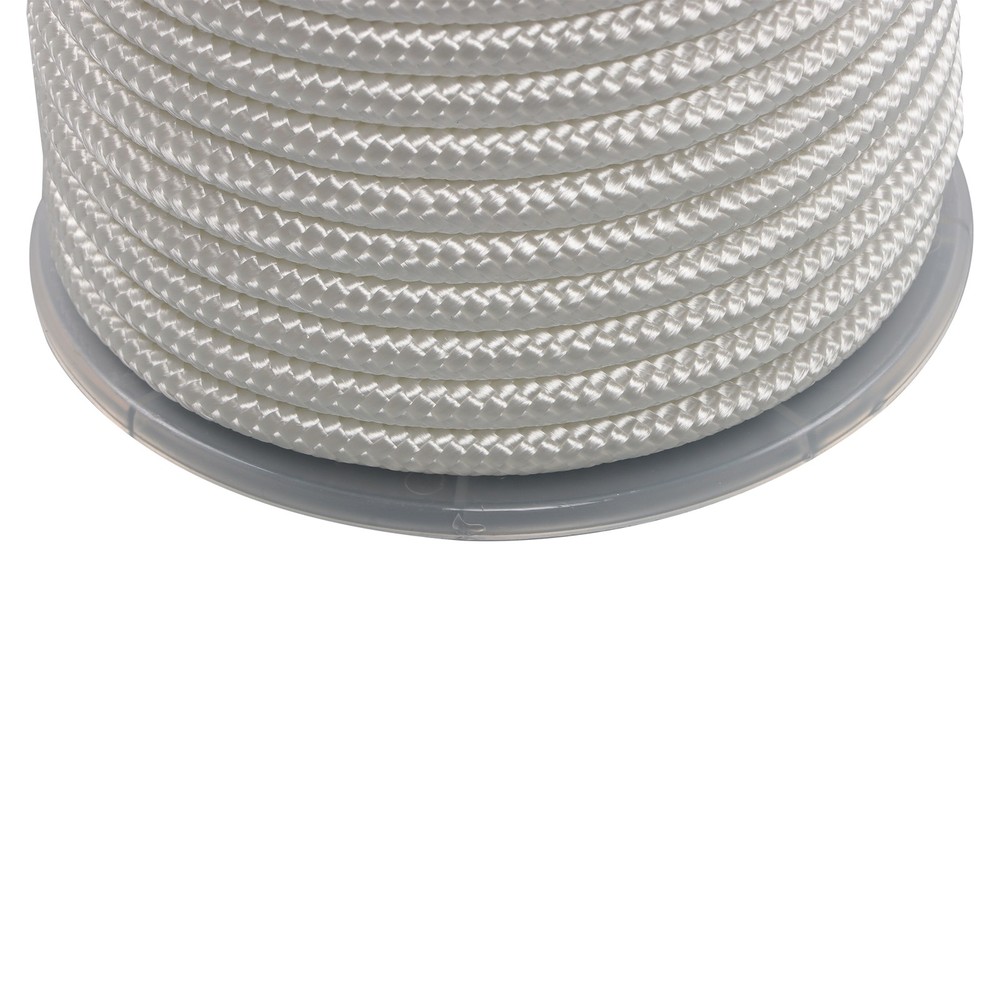 White 3/8 Inch Nylon Rope 100 Foot Spool 100% Nylon Solid Braid Rope Dyeable