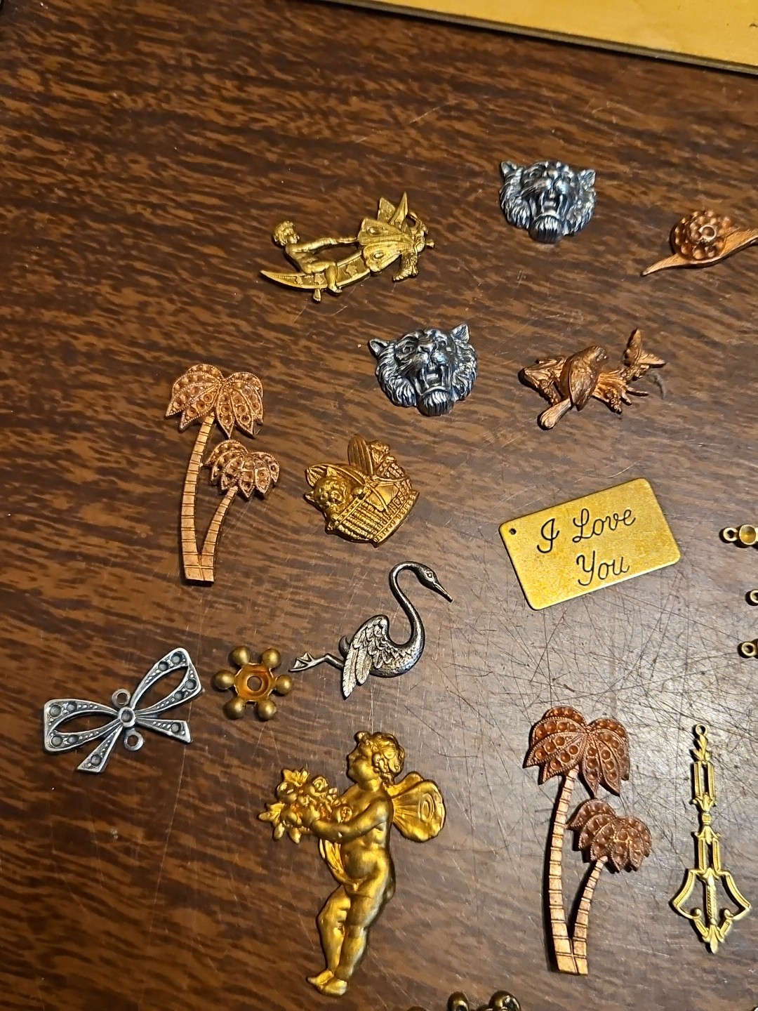 Lot Of 50 Mixed Parts Pcs France Vintage 60s Brass Stampings Findings Jewelry