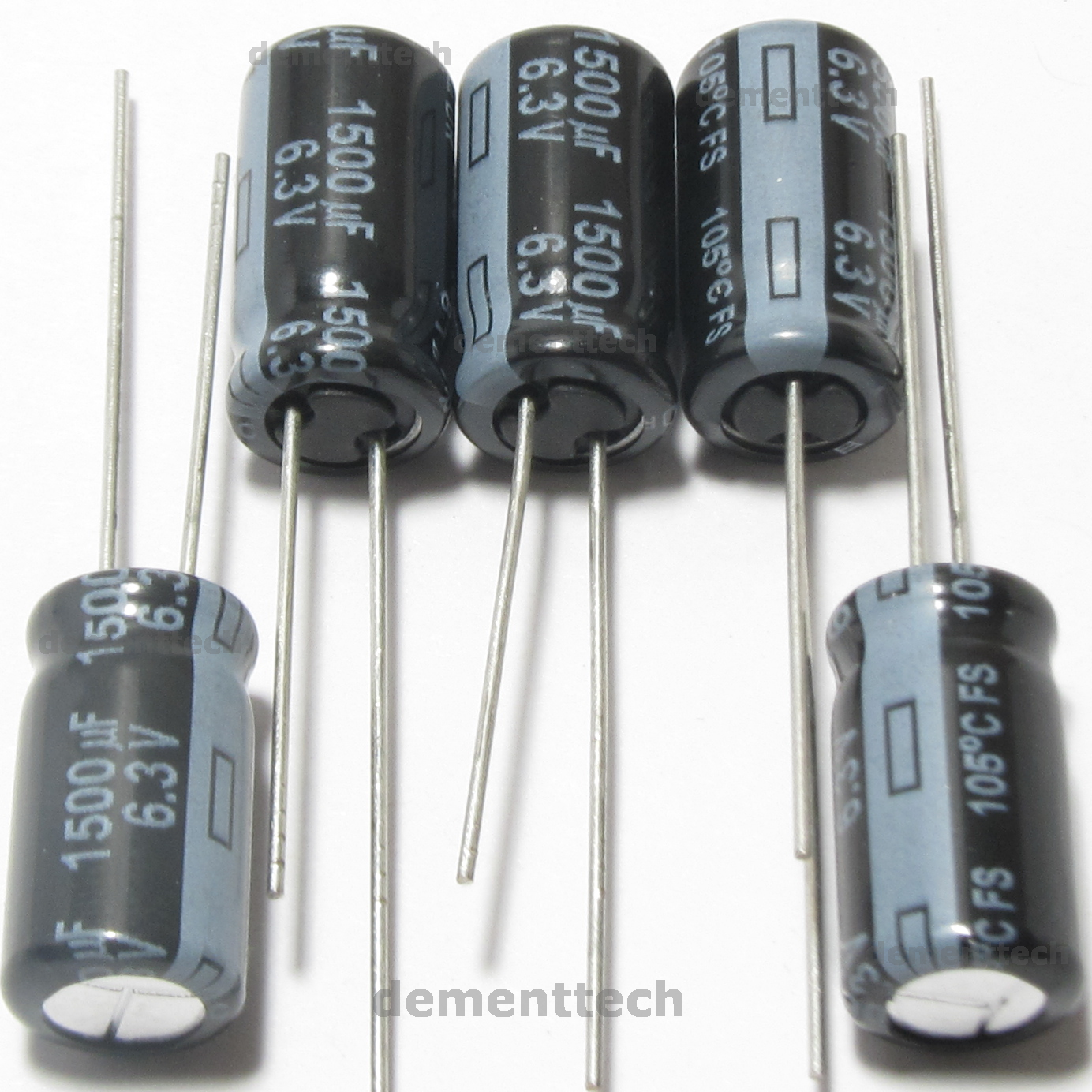 5x Panasonic FS 1500uF 6.3V 105C Low-ESR Low Profile 8mm capacitors caps 8x15mm