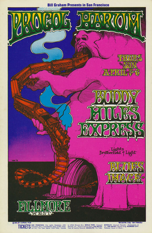 BG167 Procol Harum Buddy Miles 1969 Fillmore West postcard Greg Irons BG 167