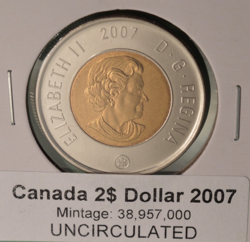 2007 Canada 2$ Dollar - UNCIRCULATED from Mint Roll 🇨🇦