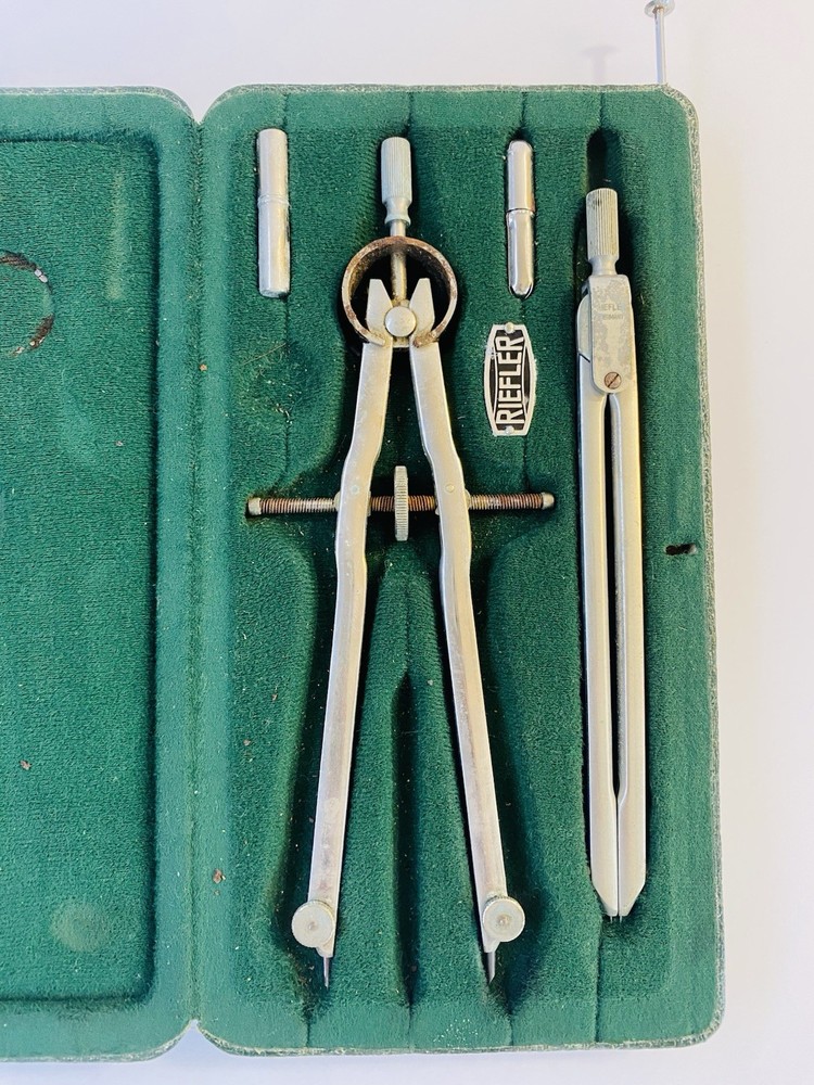 Riefler Drafting Tool Kit Compass & Divider With Case Made In Germany Vintage