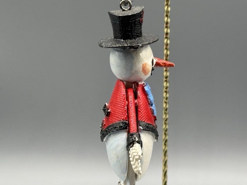 Vintage Jumping Jack Toy Puppet Pull String Snowman Ornament